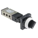 SMC Twist Selector Mechanical Valve 5/2 Pneumatic Control Rc 1/8 Port, 0.7 MPa, Black Button VZM500 