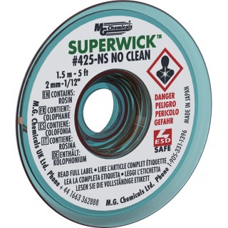 Super Wick No Clean De-Soldering Braid 1.5 m Length, 2mm Width 425-NS