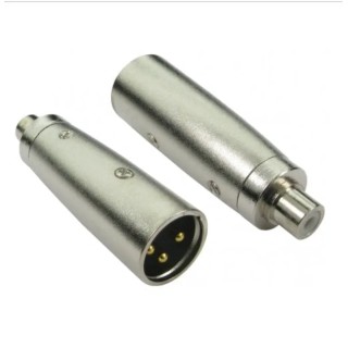 RS PRO Male XLR Straight RCA AV Adapter 192-4471 with Gold-Plated Contacts, Metal Contact Material, Silver Finish