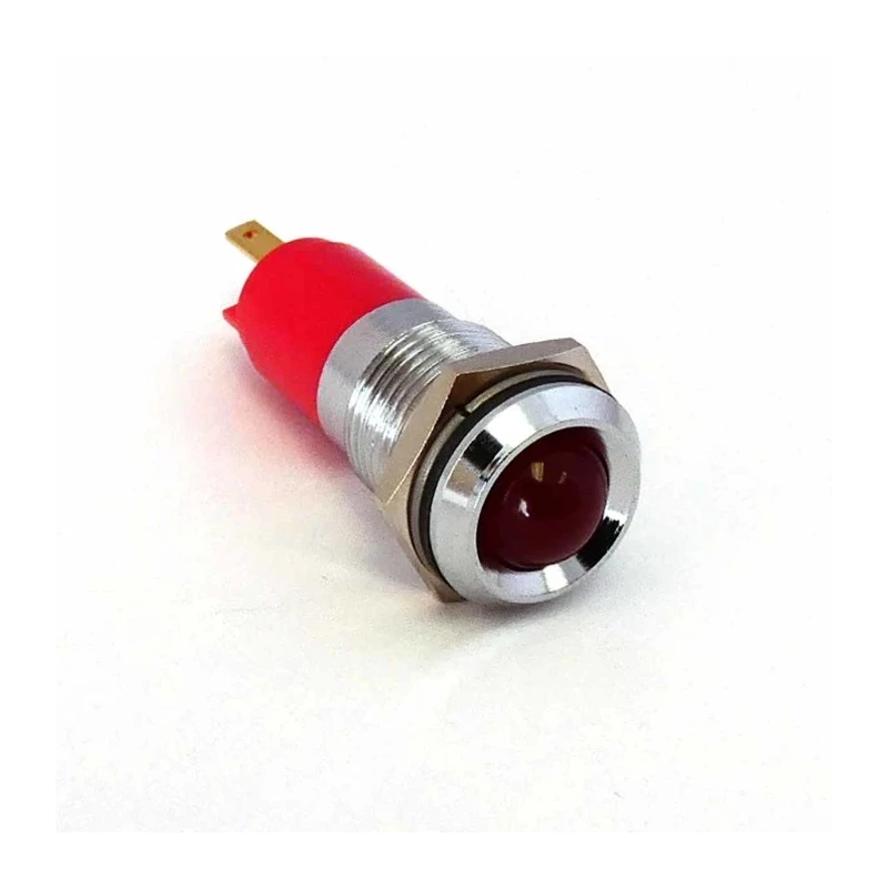 CML Innovative Technologies LED Red Panel Mount Indicator 12V AC/DC 750mcd IP67 M14 Solder Tab Termination 192A0350
