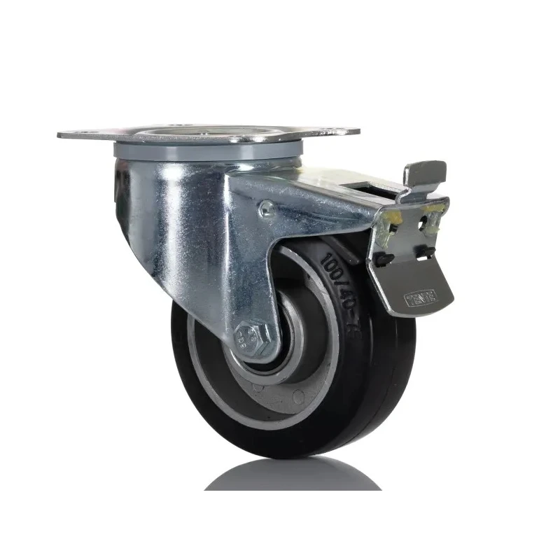 RS PRO Braked Swivel Castor, 150 kg Capacity, 100 mm Wheel Diameter, Rubber Tyre, Aluminium Hub, Ball Bearing Hub 196-5015