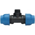Georg Fischer Plastic Pipe Fitting 90° Threaded Tee Female 3/4 in 20 mm Length 134mm PP, NBR Gasket for Potable 158400223