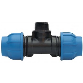 Georg Fischer Plastic Pipe Fitting 90° Threaded Tee Female 3/4 in 20 mm Length 134mm PP, NBR Gasket for Potable 158400223