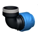 Georg Fischer Plastic Pipe Fitting 90° Threaded Elbow Female 20 mm 1/2 in PP PN16 67 mm Length 158400022