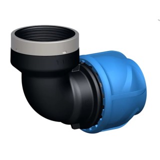 Georg Fischer Plastic Pipe Fitting 90° Threaded Elbow Female 20 mm 1/2 in PP PN16 67 mm Length 158400022