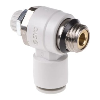 SMC Threaded Series Exhaust Flow Regulator Inlet Male Threaded UNF 1/4 in Outlet Male UNF 1/4 in AS2201F-U02-08