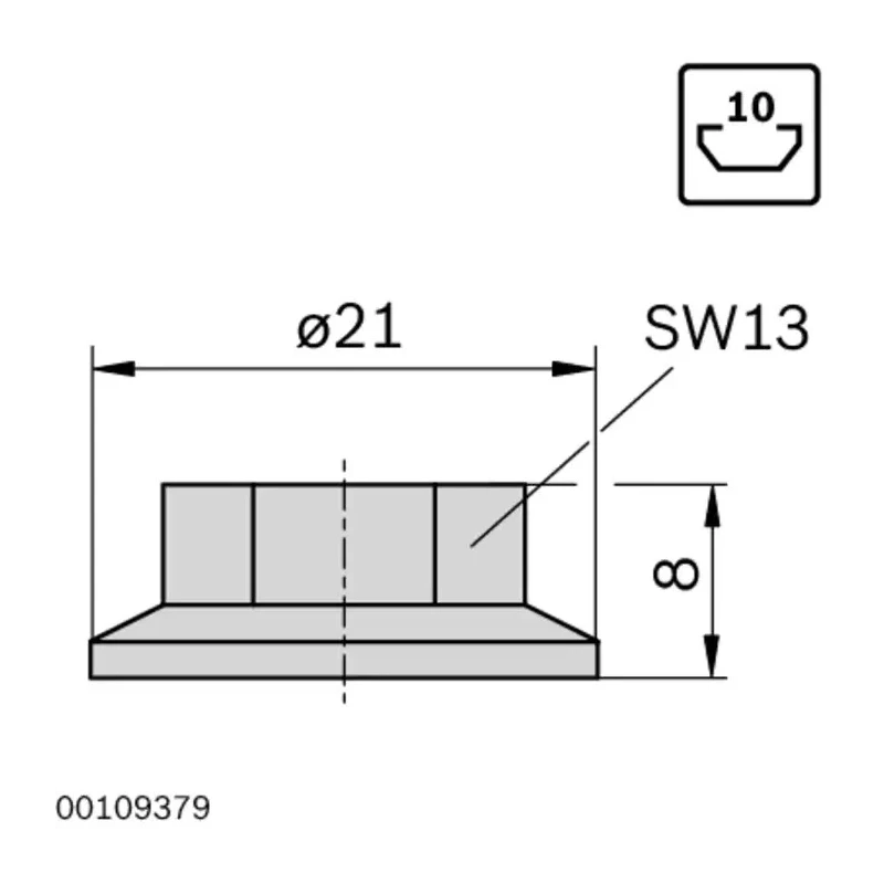RS PRO M8 Flange Nut Connecting Component Compatible with 40 mm to 60 mm Strut Profile, Groove Size 10 mm 3842345081