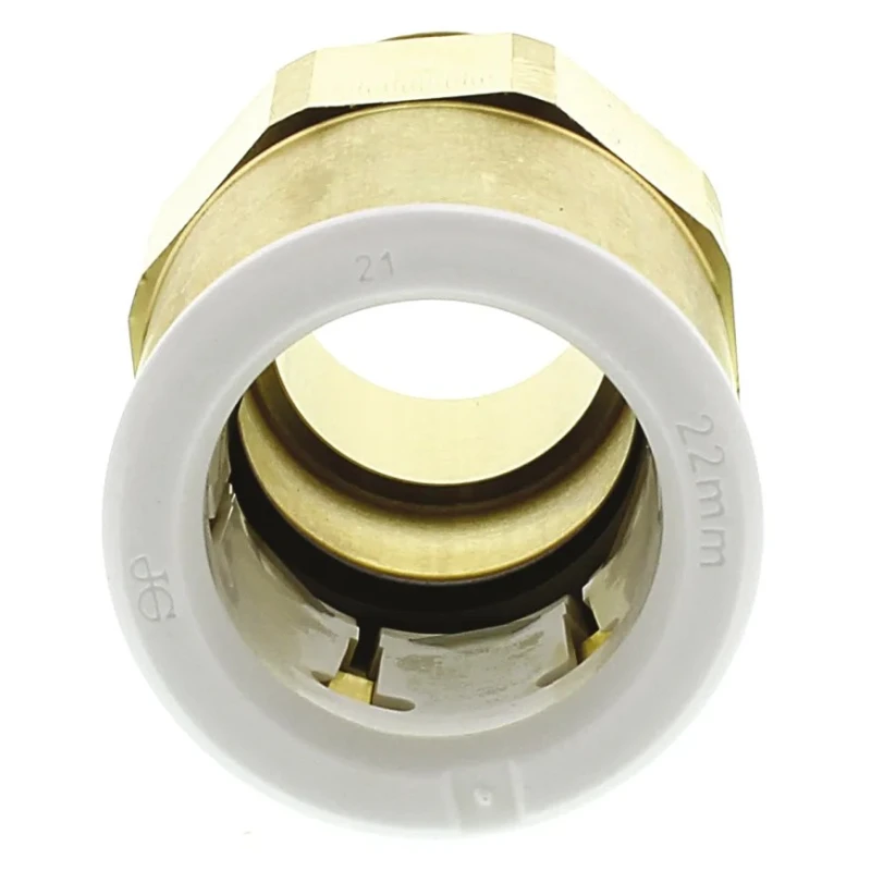 John Guest Brass Pipe Fitting Straight 3/4 in BSP Male Coupler, Male BSP 22 mm to Female 3/4 in 22MC(3/4)BRASS