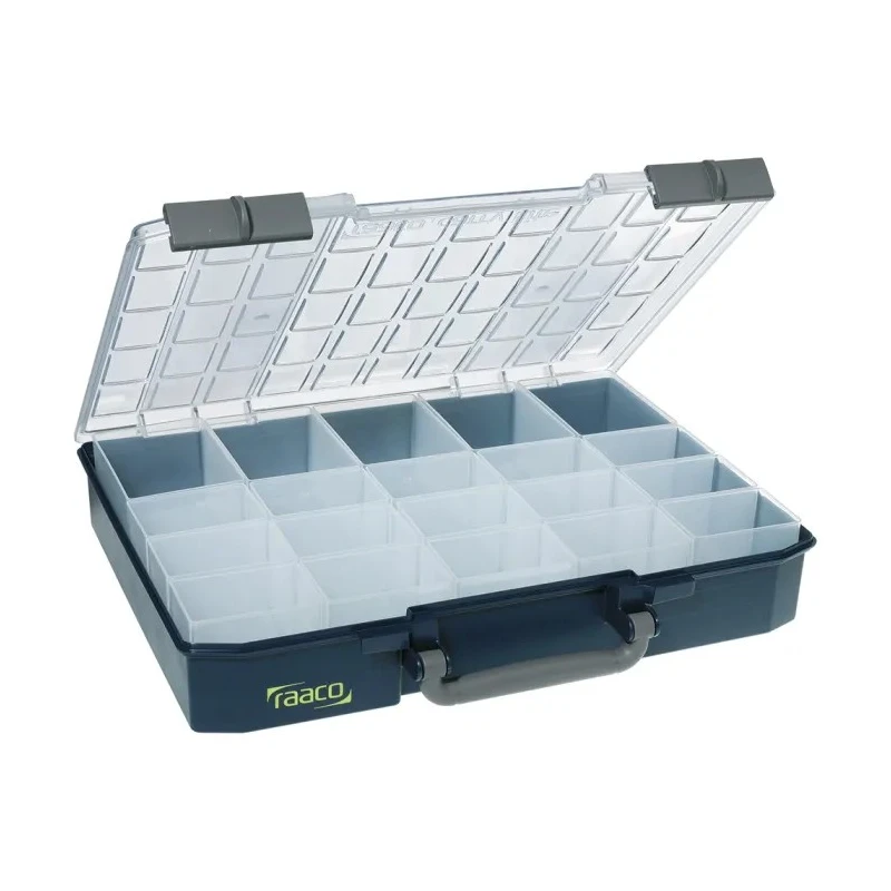 Raaco 20 Cell Black Polycarbonate Polypropylene Compartment Box 80mm x 415mm x 330mm 136334
