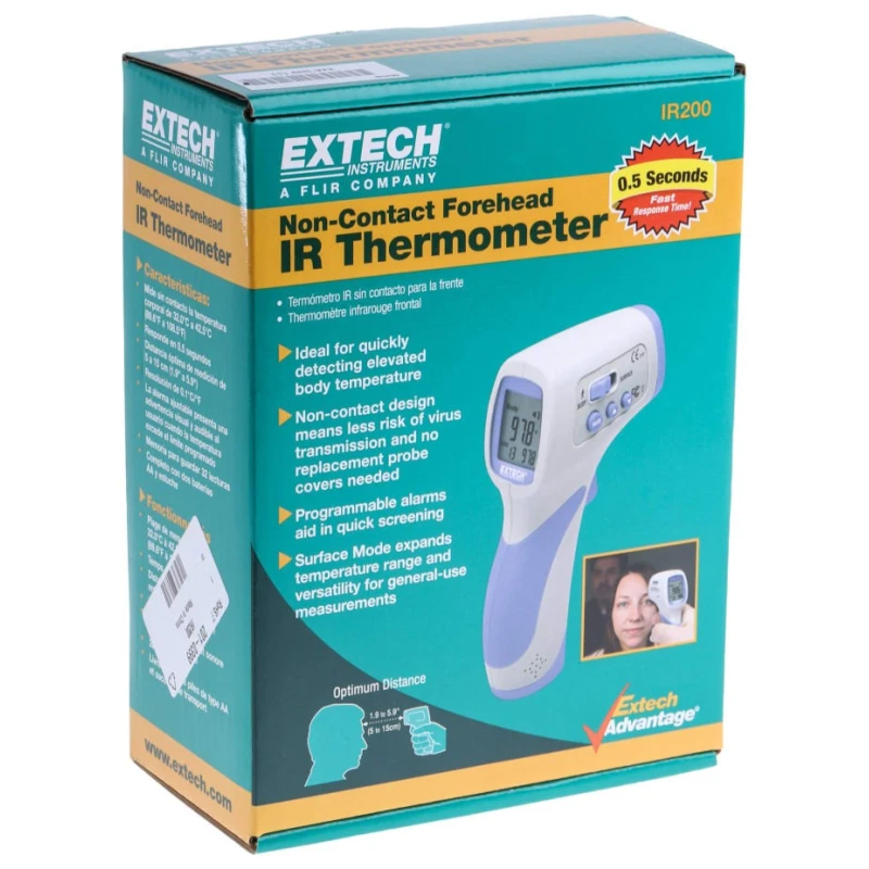 Extech Infrared Thermometer 32 °C Min, 42.5 °C Max, ±0.3°C Accuracy, Body Measurement IR200