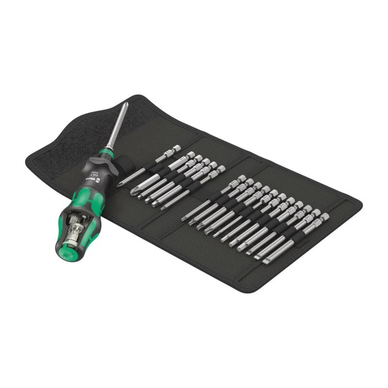 Wera Hexagon Interchangeable Standard Screwdriver Set, 15-Piece with Kraftform Kompakt Turbo Imperial Handle 05057483001