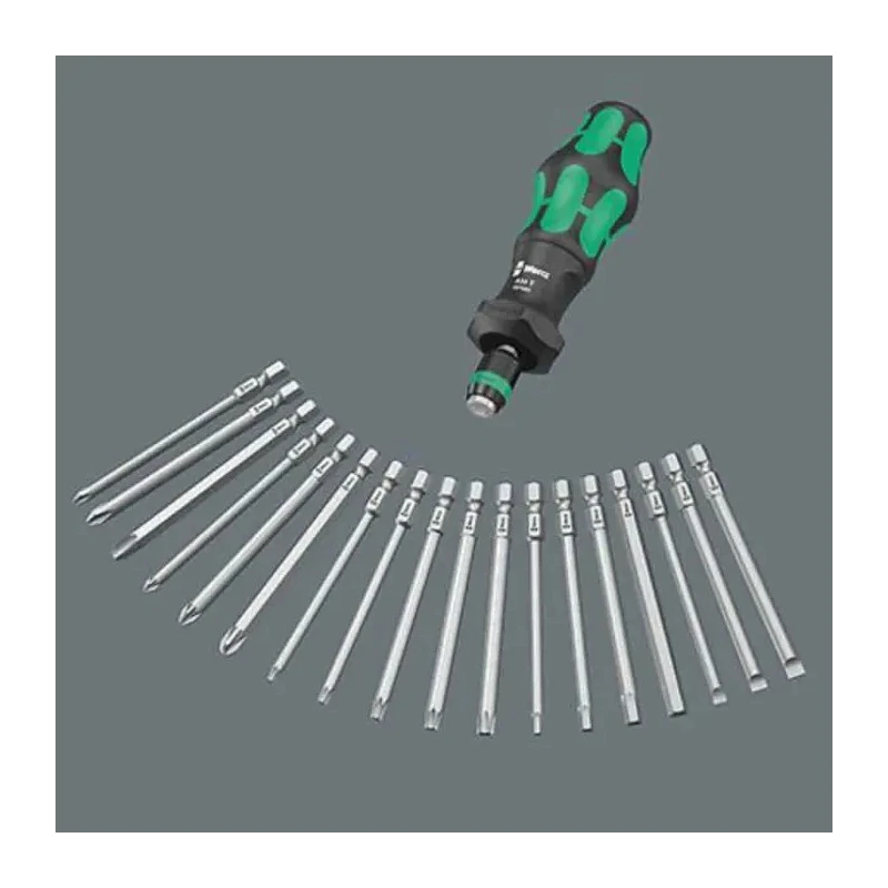 Wera Hexagon Interchangeable Standard Screwdriver Set, 15-Piece with Kraftform Kompakt Turbo Imperial Handle 05057483001