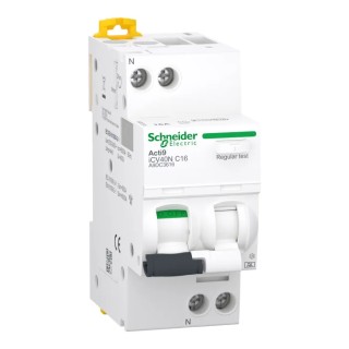 Schneider Electric Residual Current Circuit Breaker with Overload Protection, 16A Current Rating, 1-Pole, 30 mA Trip A9DC3616