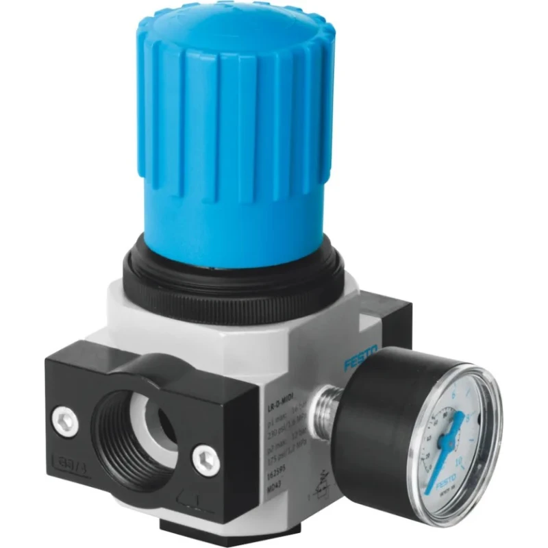Festo D Series Pneumatic Regulator G 1/4 Port Connection, Die Cast Zinc, Nitrile Rubber, Max Pressure 16 bar LR-1/4-D-MINI