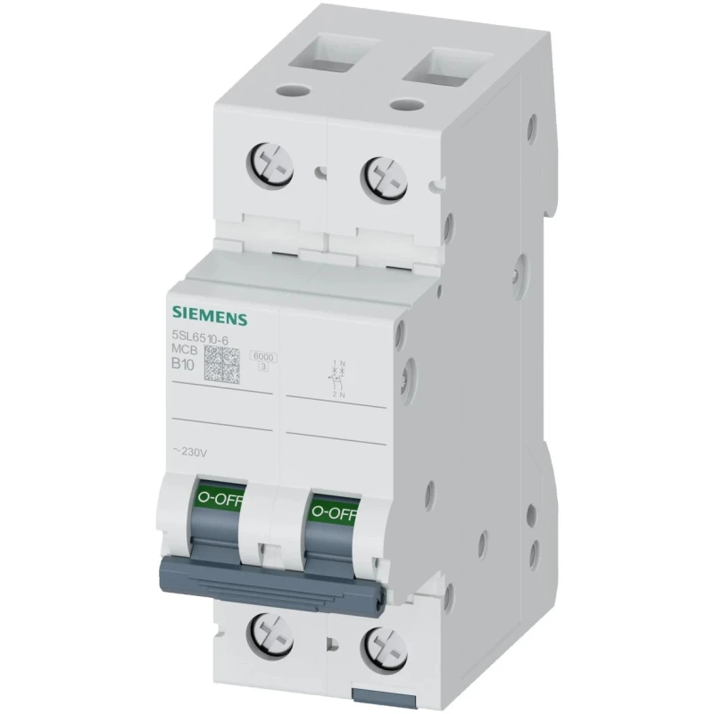 Siemens SENTRON 1-Pole Miniature Circuit Breaker Type B, 10A, 400V AC, 72V DC, 6 kA Breaking Capacity 5SL6510-6