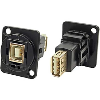 RS PRO Panel Mount Feedthrough USB Connector 1 Port Female to Female USB Type B to A USB 2.0 30V AC 1.5A 203-5573