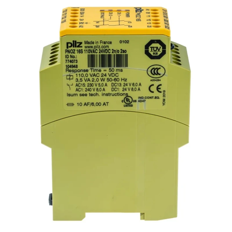 Pilz PNOZ 16S Safety Relay 2 Safety Contacts 1 Auxiliary Contact 110V AC/DC 24V AC/DC DIN Rail Mount 774073