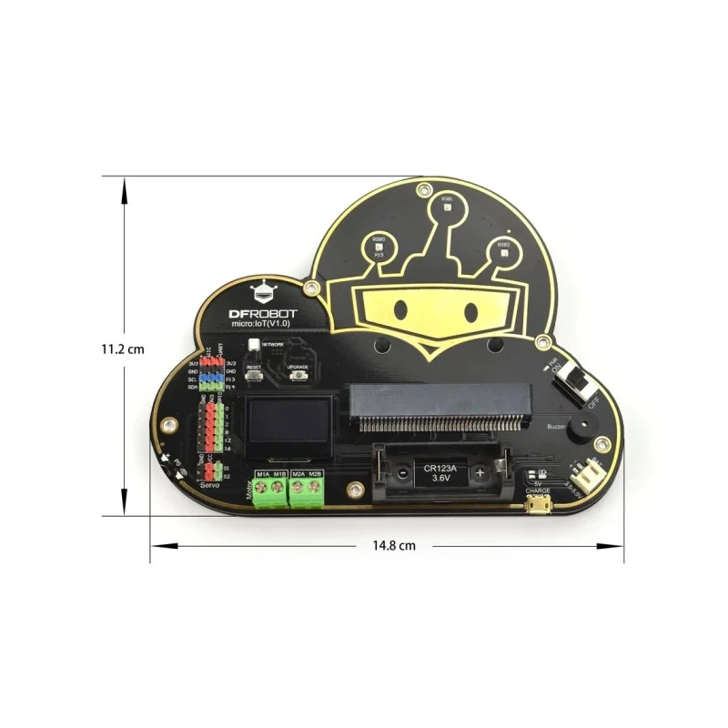 DFRobot Micro IoT Expansion Board for BBC Micro-bit with Wi-Fi, OLED, Motor Driver, Servo, Li-ion Battery Charging MBT0012