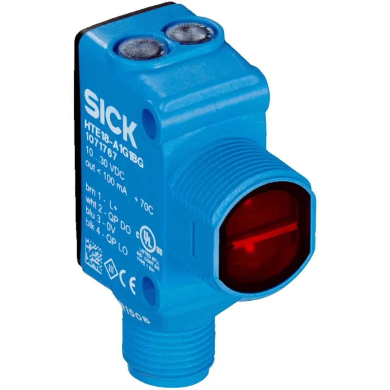 SICK Retroreflective Photoelectric Sensor Block Sensor 12 m, PNP Output, IP67, IP69K HL18L-P4A5BE