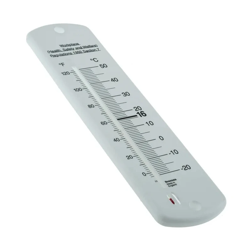 Brannan Wall Mount Glass Thermometer Red Spirit Filling ±1°C Accuracy Centigrade Fahrenheit Scale 240mm Length 65mm 14/390/3