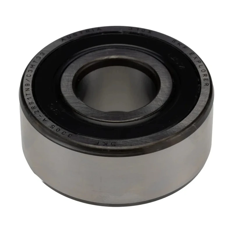 SKF 2 Row Angular Contact Ball Bearing 25 mm ID, 62 mm OD, 25.4 mm Race Width, Sheet Metal Cage, Sealed 3305 A-2RS1TN9/C3MT33
