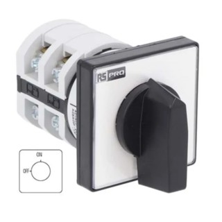 RS PRO 2 Position 90 ° Knob Actuator Rotary Cam Switch 20A 690V 3-Phase 4-Pole Panel Mount 208-3930