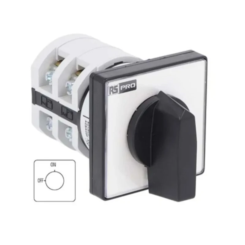 RS PRO 2 Position 90 ° Knob Actuator Rotary Cam Switch 20A 690V 3-Phase 4-Pole Panel Mount 208-3930