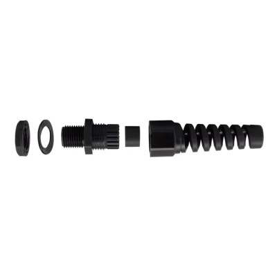 RS Pro Black Polyamide 66 Cable Gland M12 Thread 3 mm Min. to 6.5 mm Max. IP68 210-1320