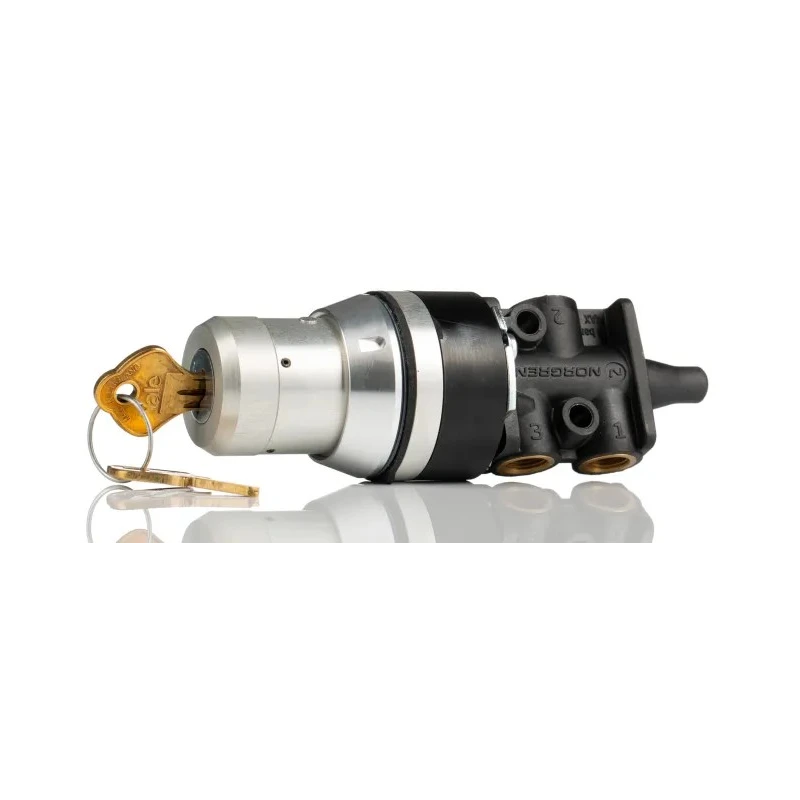 Norgren Pneumatic Manual Control Valve 03 Series Key Operated, G 1/8 Thread, 3/2 Function, Zinc Alloy Body, 10 03041802801