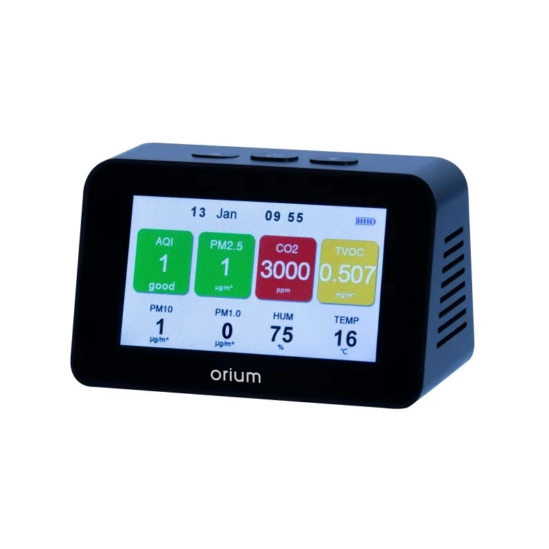 Orium Quaelis 34 Air Quality Meter 0°C to 50°C, 90 %RH Max, USB-Powered Lithium Battery, LCD Backlight Display 23658