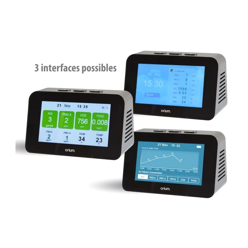 Orium Quaelis 34 Air Quality Meter 0°C to 50°C, 90 %RH Max, USB-Powered Lithium Battery, LCD Backlight Display 23658