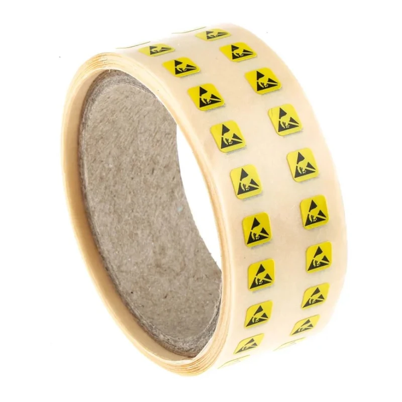 RS PRO Yellow Paper ESD Label Self-Adhesive Anti-Static Symbol Legend 5 mm x 5 mm 211-1247