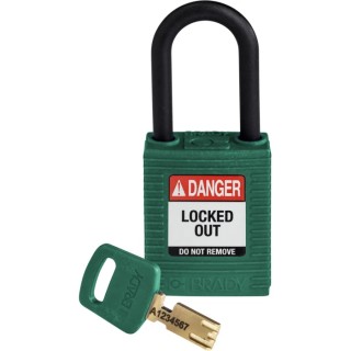Brady Safety Padlock Green Plastic Nylon Shackle Diameter 6.35 mm Model 150273