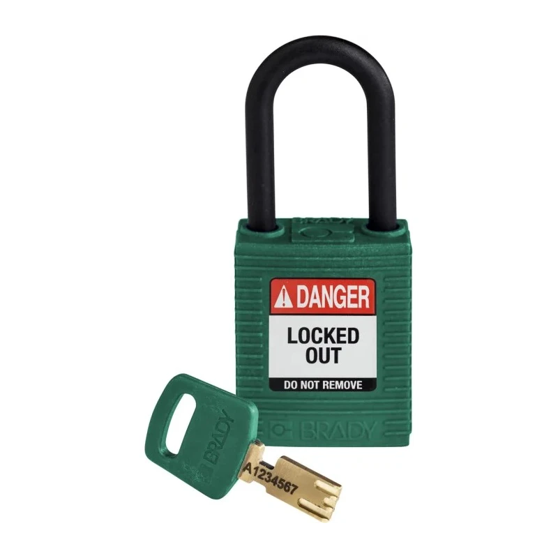 Brady Safety Padlock Green Plastic Nylon Shackle Diameter 6.35 mm Model 150273