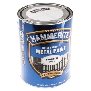 Hammerite Direct to Rust Paint Smooth White 5 L Tin 5084861