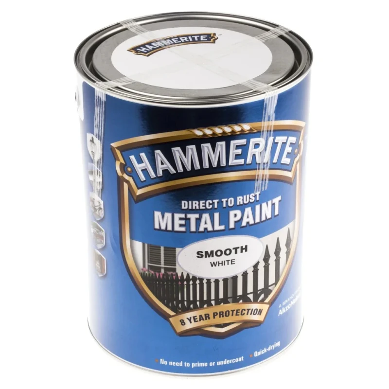 Hammerite Direct to Rust Paint Smooth White 5 L Tin 5084861