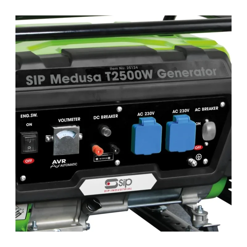 SIP Petrol Powered Generator 2.2kW Maximum Output, 230V, 15L Fuel Tank, 1 Phase, 44 kg 25124