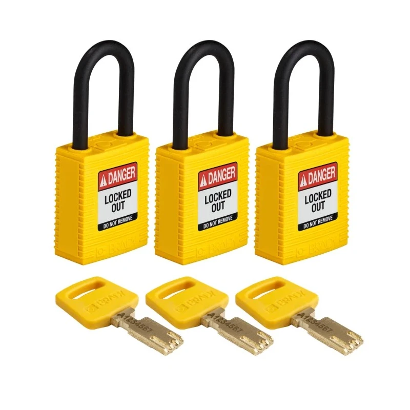 Brady Yellow Plastic Nylon Safety Padlock 6.35 mm Shackle Diameter 38.1 mm Length 150290