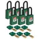 Brady Green Safety Nylon Padlock Plastic, Nylon, 6.35 mm Shackle Diameter, 38.1 mm Shackle Length 150334