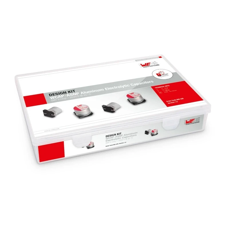 Wurth Elektronik Surface Aluminium Electrolytic Capacitor Kit, 6.3V-50V, 0.1μF-1000μF, 35 Pieces 865230
