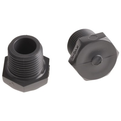 Georg Fischer Plastic Pipe Fitting Straight Threaded G Plug 1/2 in Female PVC-U 25mm Length 721961906