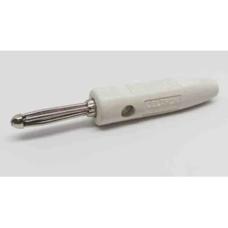 RS PRO White Male Banana Connector, Screw Termination, 50V, 16A, Bright Nickel Over Copper Plating 212-1235
