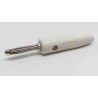 RS PRO White Male Banana Connector, Screw Termination, 50V, 16A, Bright Nickel Over Copper Plating 212-1235