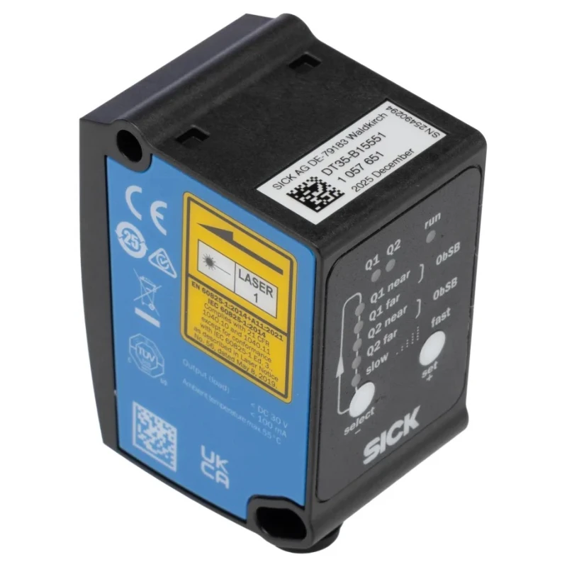 SICK Industrial Distance Sensor, Block Style, Analogue PNP/NPN NO/NC Output, 0.05 mm to 12 m Range, 30 V DC DT35-B15551