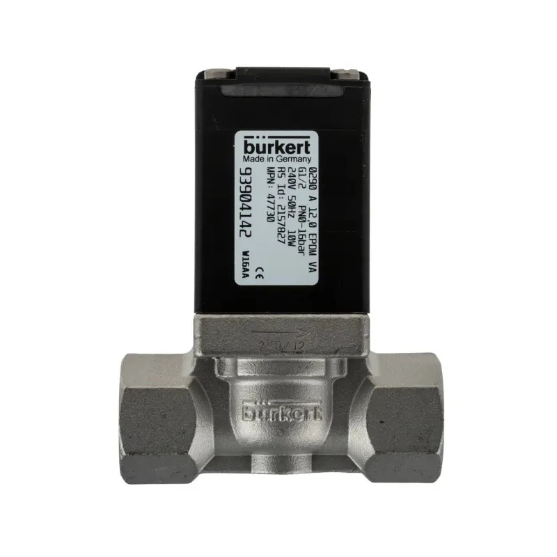 Burkert Stainless Steel 2 Port NC Solenoid Valve 1/2 inch Threaded, 240V AC, Series 0290, Model 047730