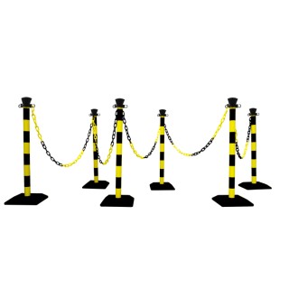 RS PRO Yellow and Black Polypropylene Chain Barrier, 10m Length, 6 Posts with Weighted Bases 217-5260