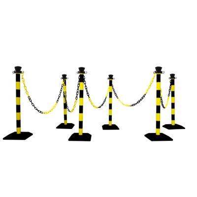 RS PRO Yellow and Black Polypropylene Chain Barrier, 10m Length, 6 Posts with Weighted Bases 217-5260