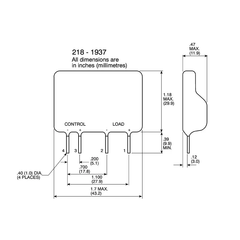 Crydom D2W Series Solid State Relay, 2 A Load, PCB Mount, 280 V Load, 32V DC Control D2W202F