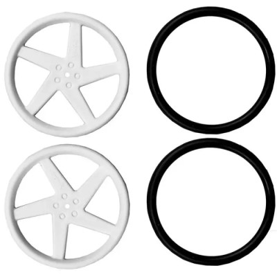 Kitronik Robust 5-Spoke Injection Molded ABS Wheels with Rubber O-Ring Tyres for 3mm D-Shaft Motors 2593-SV