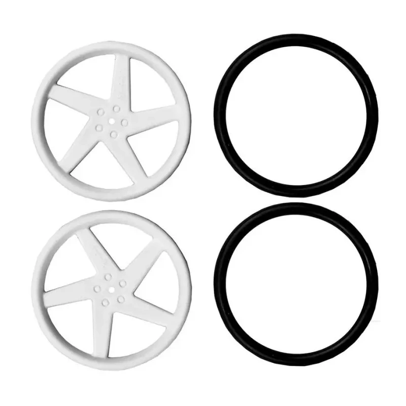 Kitronik Robust 5-Spoke Injection Molded ABS Wheels with Rubber O-Ring Tyres for 3mm D-Shaft Motors 2593-SV